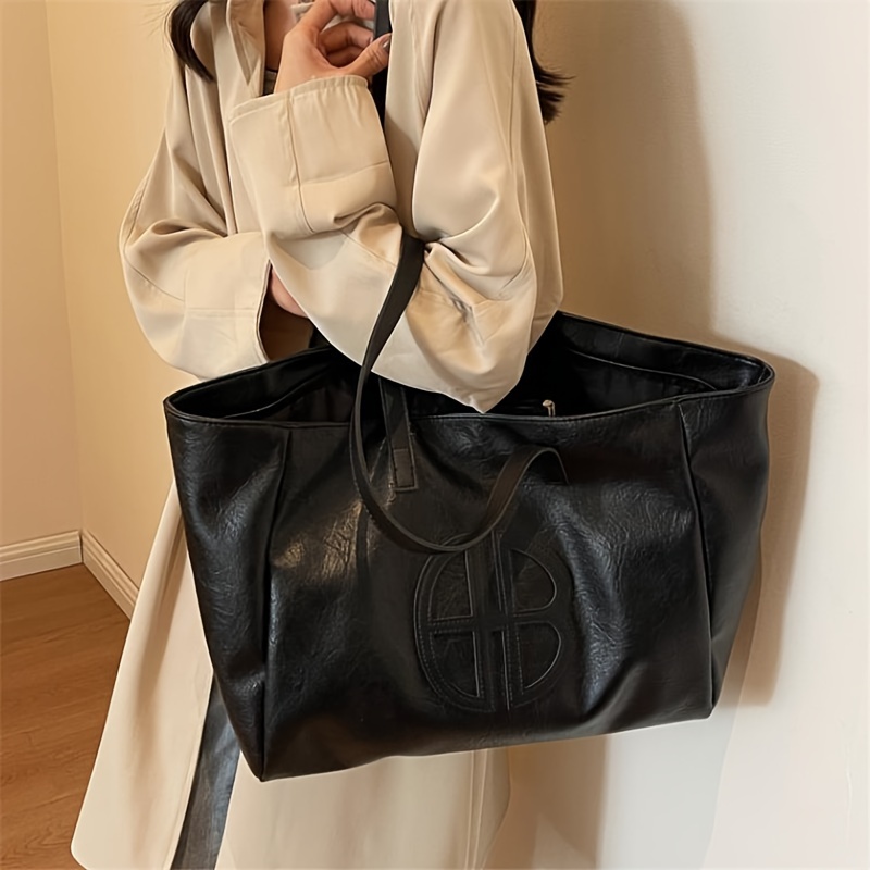 Women Bags Zip - 여성용 시크한 대용량 토트백, 캐주얼 빈티지