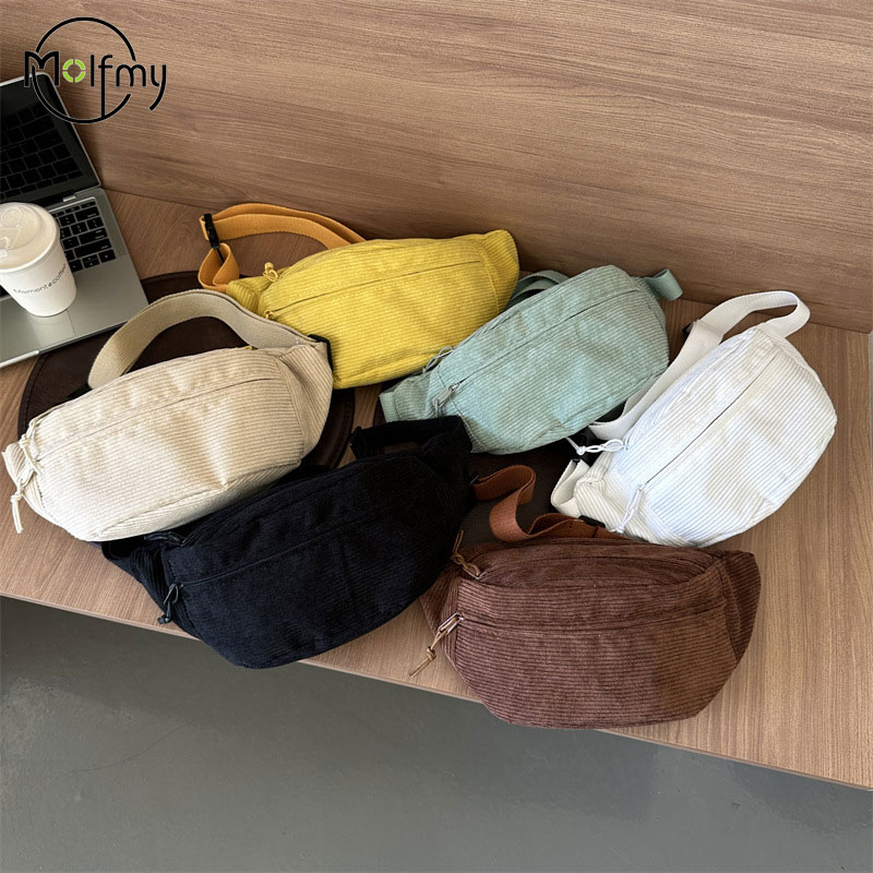 Women'S Bum Bags - 여성용 허리 가방 코듀로이 학생 숄더