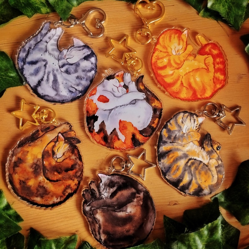Tortoiseshell Bag Acrylic - 고양이 아크릴 키체인 회색 태비 고양이