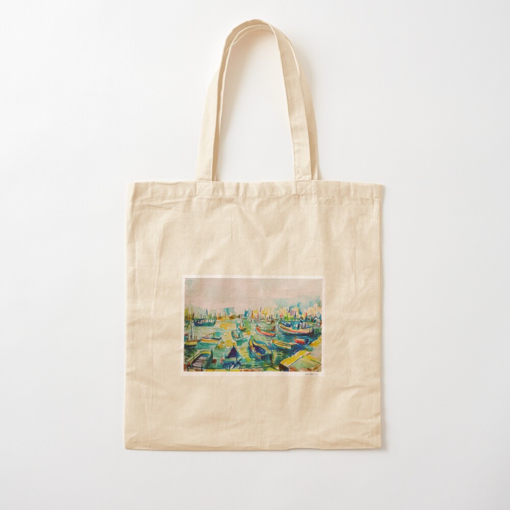 마르사슬록 항구, 몰타, 수채화 잉크 토트백 패브릭 가 - Women Bags Malta 리뷰 및 가격