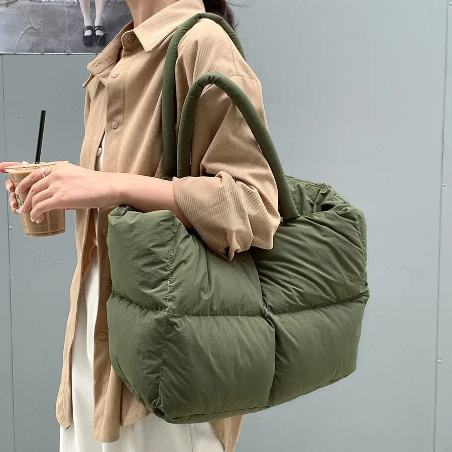 코튼 패딩 토트 대형 퀼트 여성 숄더 백 푹신한 공간  - Women Bags Low Price 리뷰 및 가격