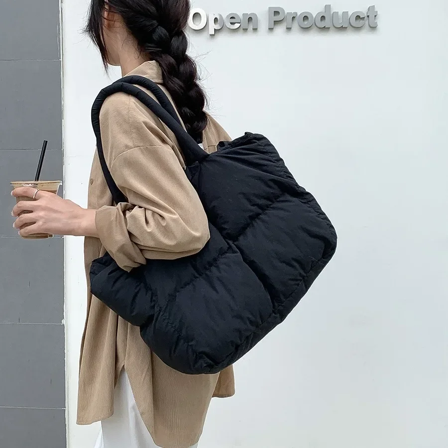 코튼 패딩 토트 대형 퀼트 여성 숄더 백 푹신한 공간  - Women Bags Low Price 리뷰 및 가격