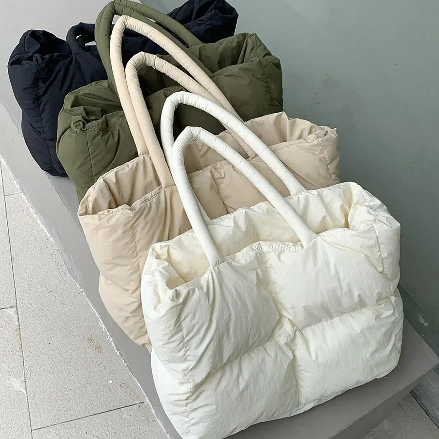 코튼 패딩 토트 대형 퀼트 여성 숄더 백 푹신한 공간  - Women Bags Low Price 리뷰 및 가격