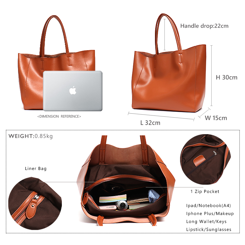 미니멀리스트 빅 토트 백 여성 유행 진짜 가죽 숄더 핸 - Women Bags Low Price 리뷰 및 가격