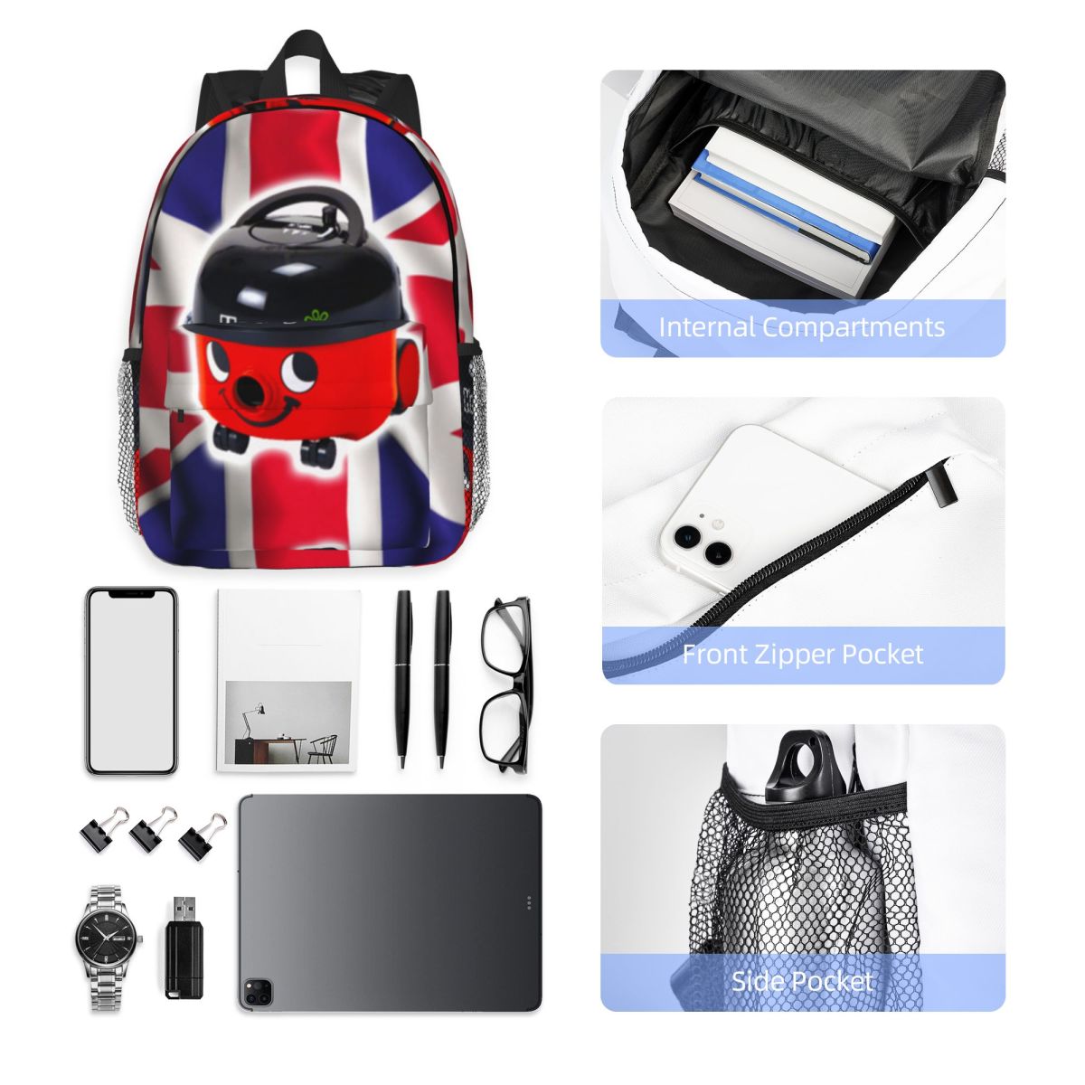 영국 국기가 달린 헨리 후버 백팩 핫 세일 데이팩 대용 - Women Bags Uk Sale 리뷰 및 가격